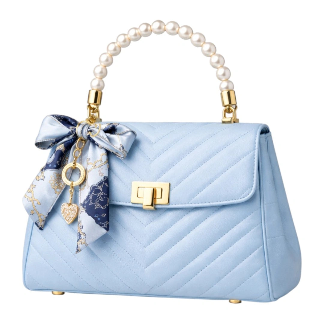 Velzir Elegant Pearl Handle Quilted Handbag